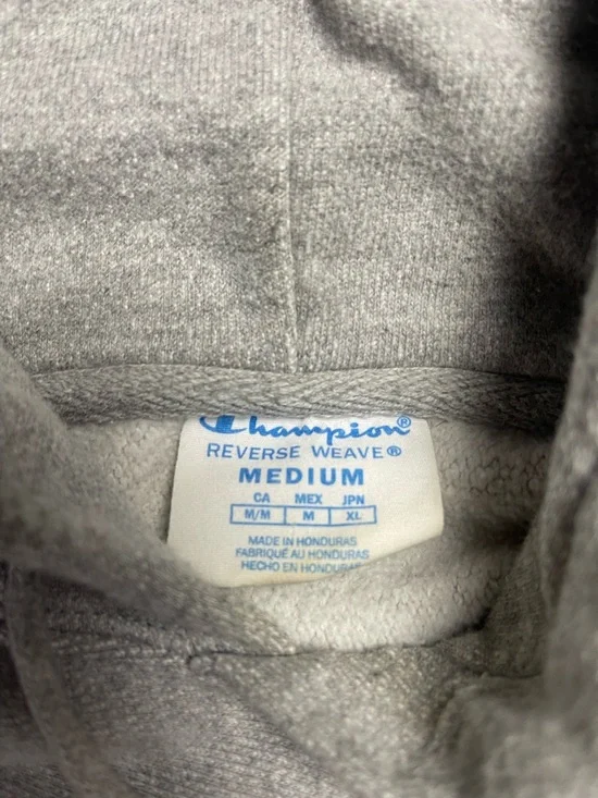 Champion Gray Reverse Weave Neon Multi-Logo Big C Hoodie Size Medium - Picture 2 of 12